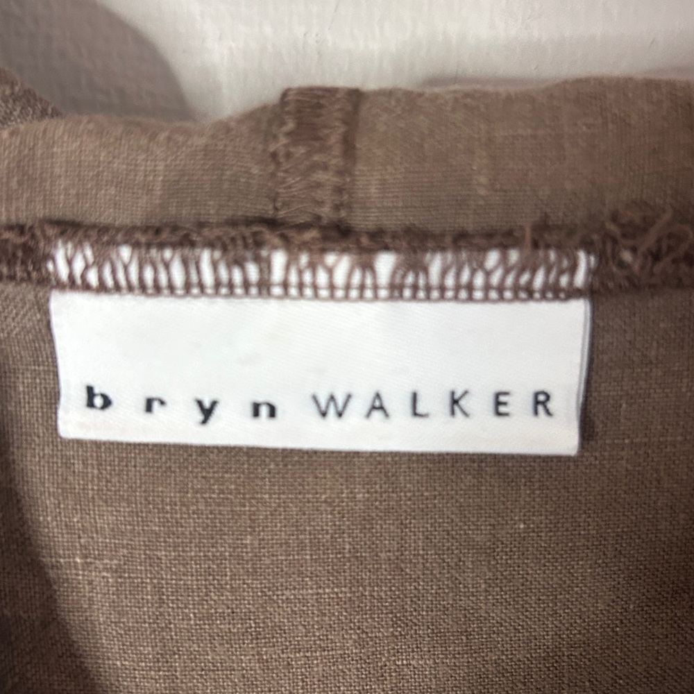 BRYN WALKER Brown 100% Linen Tunic Hoodie Oversized Lagenlook Art Wear Boho | M - Picture 2 of 14